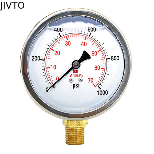 4 Inch Liquid 1000psi  Silicone Filled Pressure Gauge 1/2 NPT 101.6mm